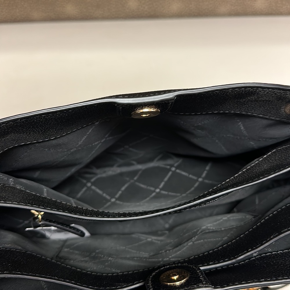 🔥🔥🔥NEW Michael Kors Nicole Large Black Leather Shoulder Bag Tote - Picture 8 of 16
